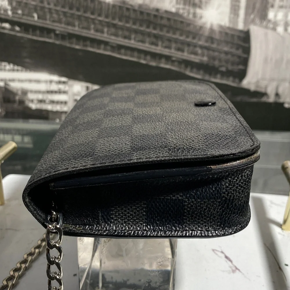 Black Checkered Chain Shoulder Bag - Women's Crossbody